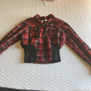 Red and black jacket made in china